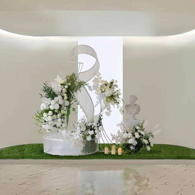 White flowers plants leaf Wedding Arch Decor Floral Arrangement Table Centerpieces Ball Party Event Hanging Corner Flowers decor Y260130