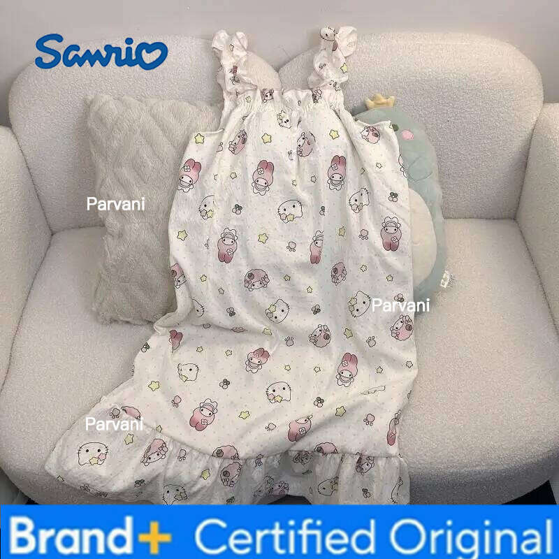 Sanrio s Cartoon Nightgown My Melody with Chest Pad Loose New Style Home Wear Simple Trendy Thin Print Hot Sale High End Gifts H260130