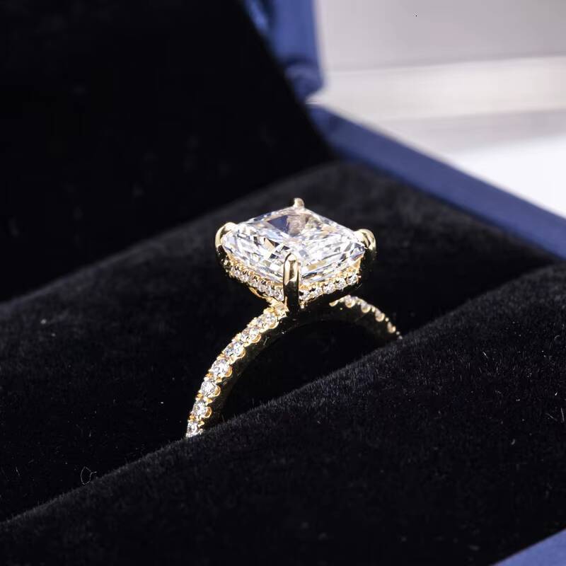 IGI 18K Yellow Gold 263CT Princess square Cut Lab Diamond Rings Wedding Jewelry