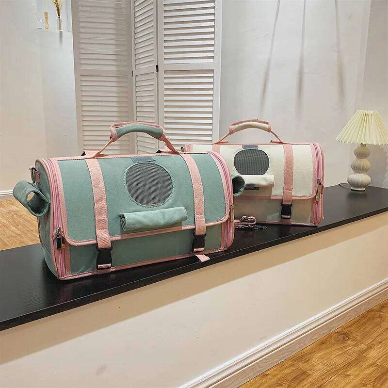 Canvas Cat Carrier Backpack Space Capsule Style Horizontal Large Capacity Portable Outdoor Travel Pet Bag For Cats & Dogs - view 7