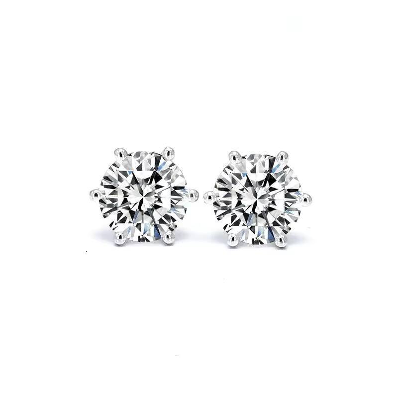 05CT-1CT Lab Grown Diamond Round Brilliant Cut Solitaire Stud Earrings White D Color VVS-VS Clarity 18K White Yellow Solid Gold