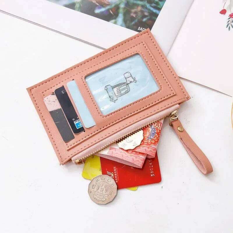 Men's Women's PU Zipper Cash ID Credit Pure Color Mini Business Case Name Card Holder Holiday Gift Tarjetero Z260130