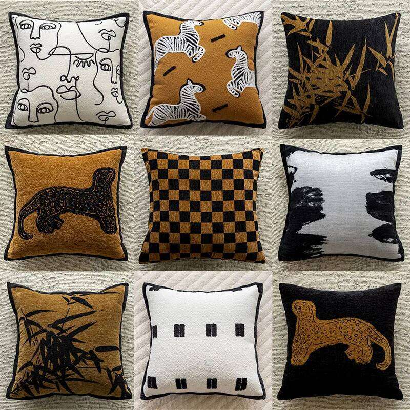 Luxury Pillowcase, Sofa, Living Room Decoration, Embroidered Plush Cute Animals, Bedside Backrest, Waist Pillow, Cushion Cover