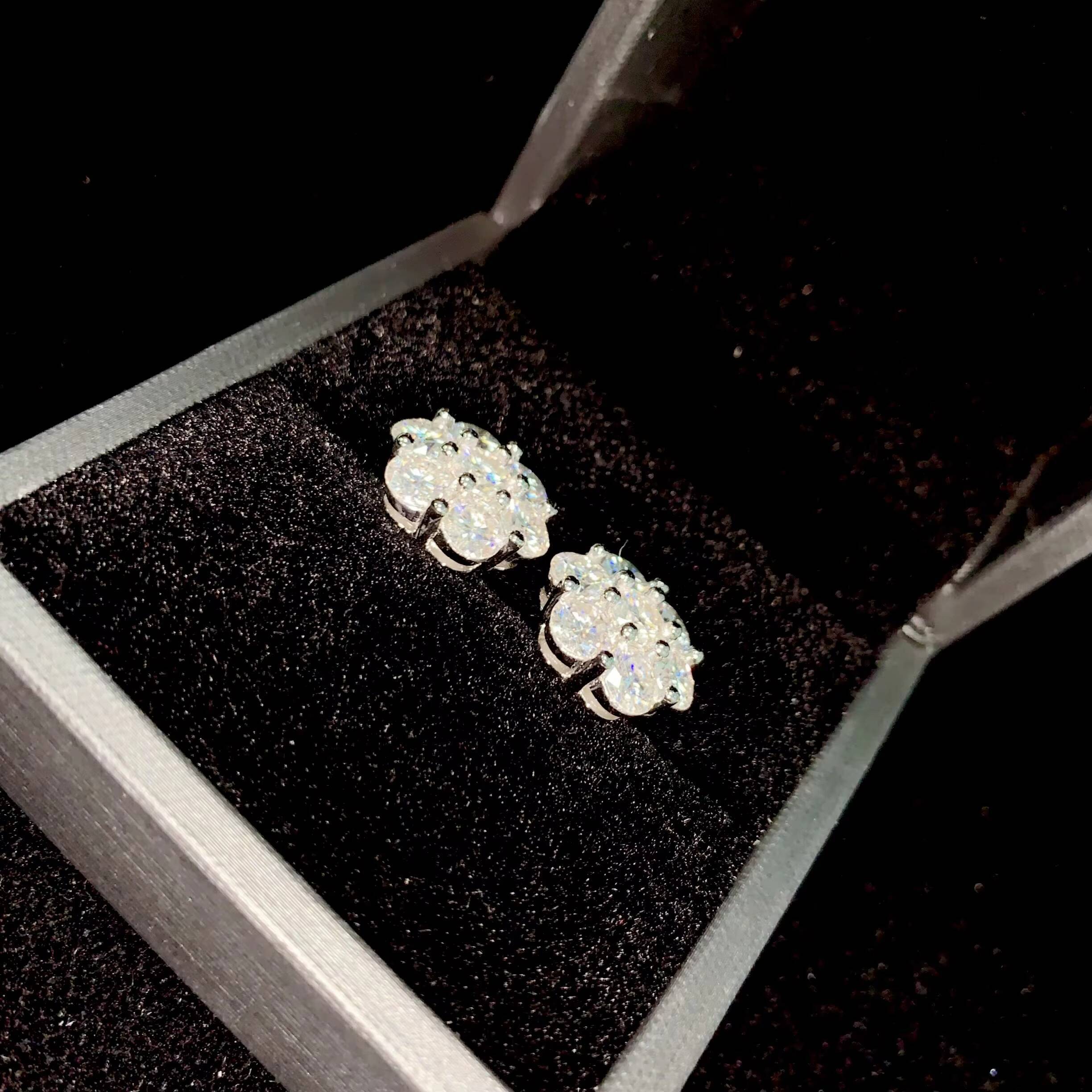 Huge 15mm Flower Moissanite Stud Earrings Flower 925 Sterling Silver Fine Jewelry Accessories Hip Hop Jewelry Gift Set