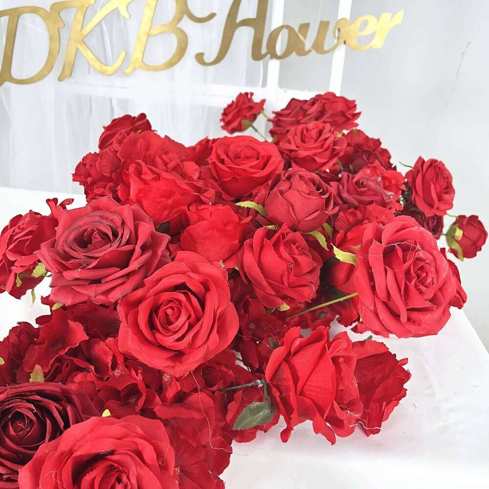 2m red rose Artificial Green Plants Row Runner Wedding Backdrop center Flower ball Decor Floral Wall Party showcase Props W260130