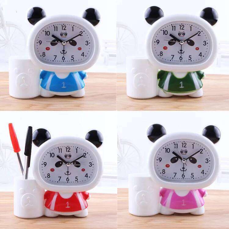Bee Pen Holder Small Alarm Clock Watch 1*AA Powered Clocks Table Decor W260130