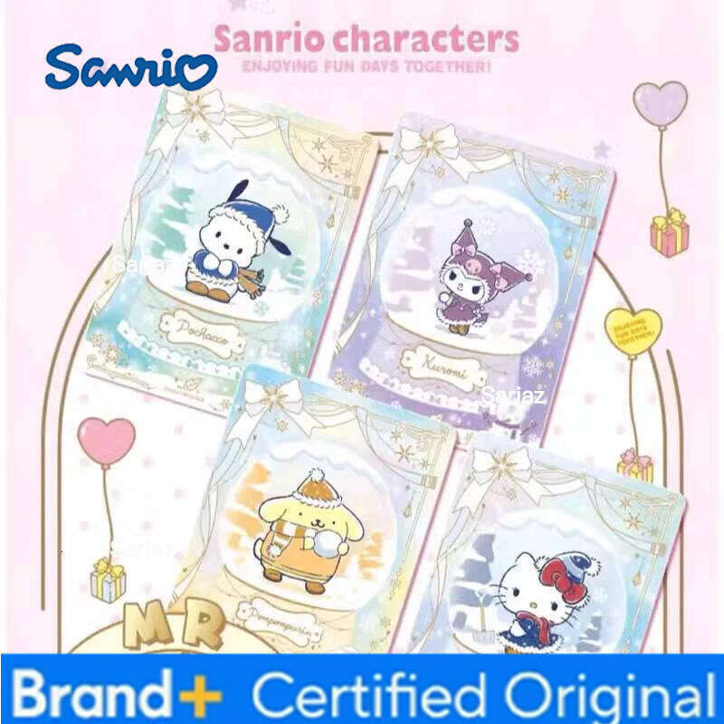 Sanrio KAYOU Collection Star Family Cute Hello Kitty Pompom Purin Warm Winter Clear Snow Cards Children Christmas Gifts H260130