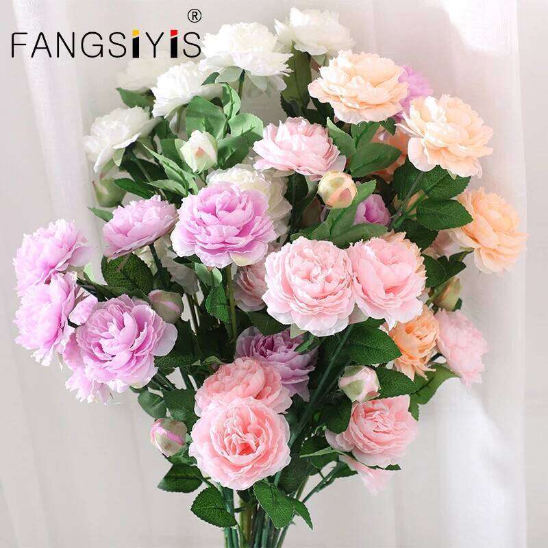 60cm Santouyang Peony beautiful retro artificial flower silk fake bouquet for family wedding DIY decoration prop Ornament W260130