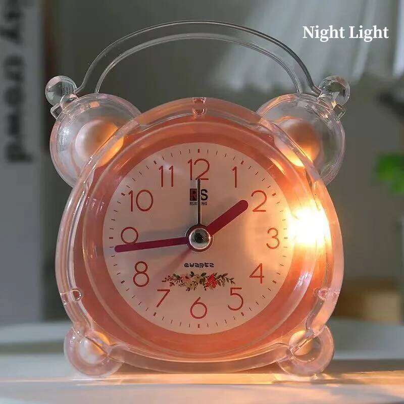 Battery Powered Digital with Backlight Crystal Silent Cartoon Kids Girl Gift Electronic Small Table Alarm Clock W260130