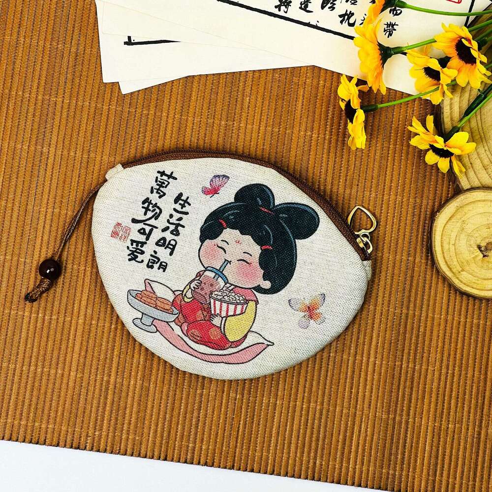 Hot-Selling Digital Print Coin Purse Pull-Out Mini Bag Chinese Style Handmade Fabric Cartoon Card Holder MASA
