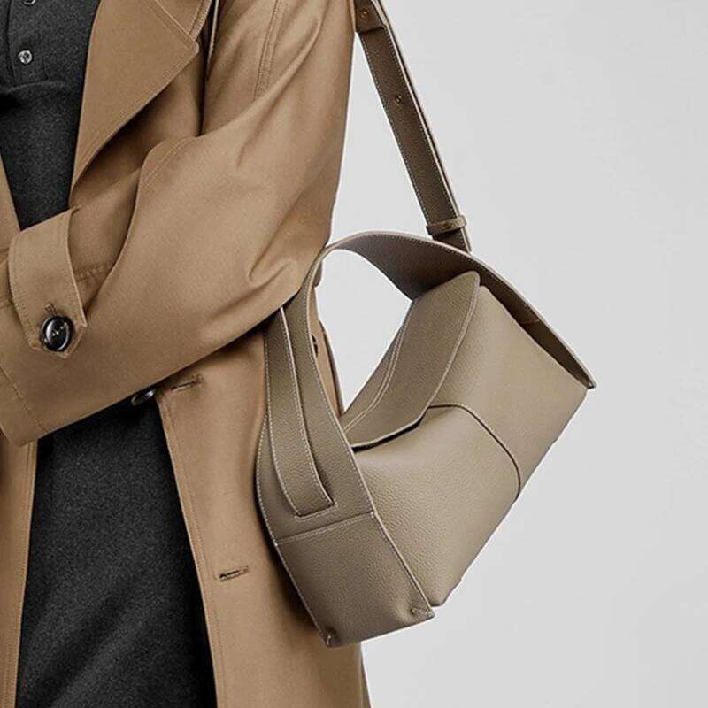 Burminsa Cowhide Genuine Leather Tote Handbags For Women New 2025 Luxury Designer Minimalist Hobo Ladies Shoulder Crossbody Bags