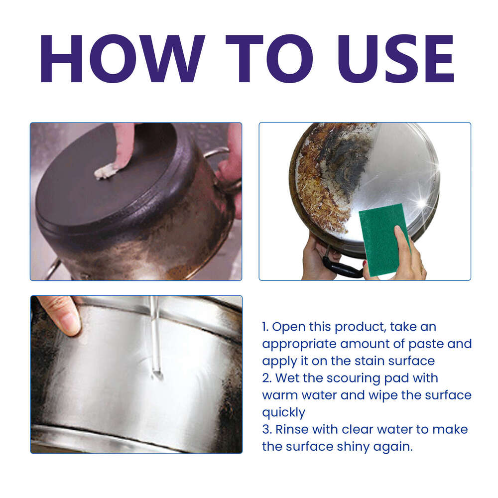 Jakehoe Stainless Steel Cleaning Paste Kitchen Utensils Stove Range Hood Cleaner for Black Stains Rust on Pot Bottom S260130