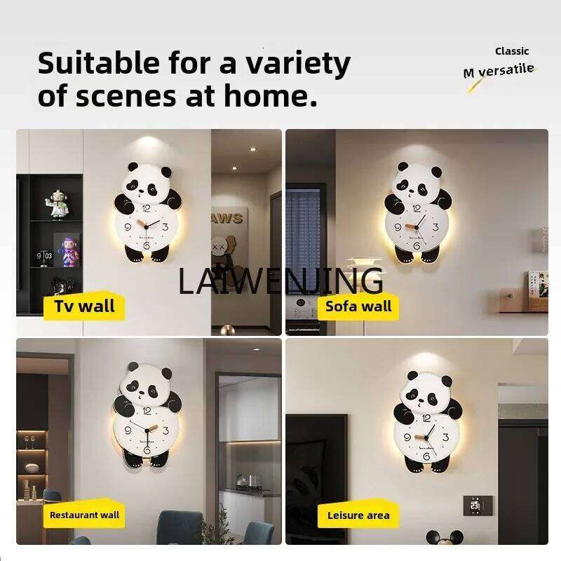 MJY Panda Wall Home Living Room Atmosphere Simple Modern Creative Restaurant Clock W260130