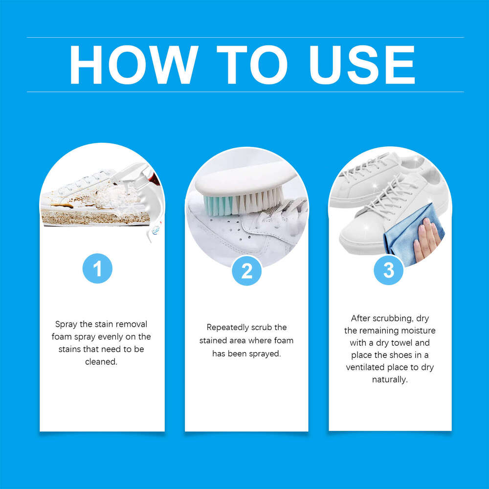 Jakehoe Stain Removal Foam Spray for Sneakers and Sports Shoes, Cleans Shoe Surface Stains, Brightens Yellowed Edges S260130