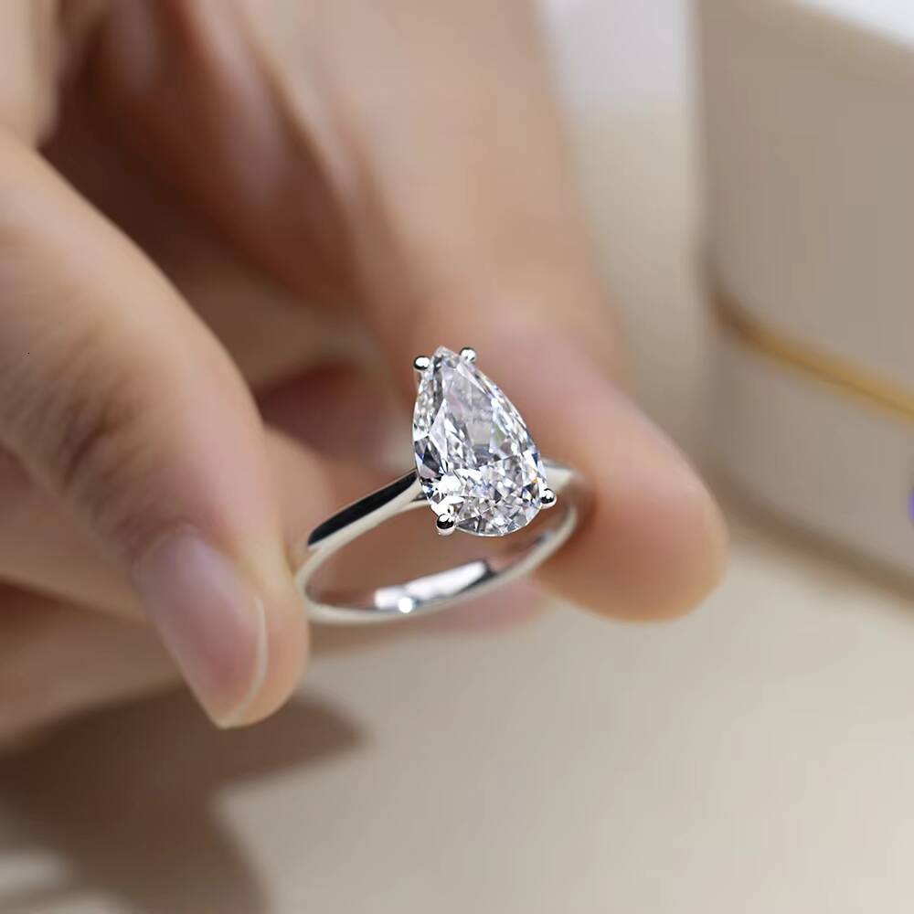 Messi Gems MSR-1655 14K White Gold IGI 3CT D VVS1 Pear Cut Jewelry Lab Grown Diamond Ring