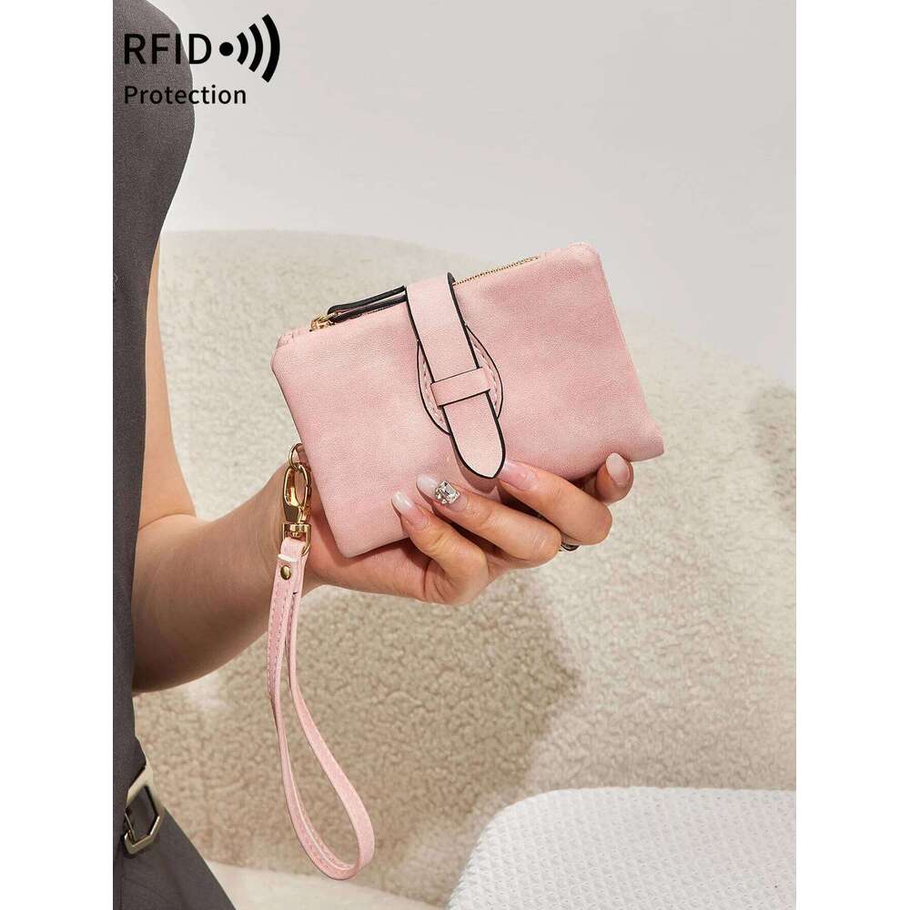 MIYIN Classic Women's Trifold Wallet SmallRFID Blocking Compact Holder with ID Window and Wristband Short Coin Purse Z260130