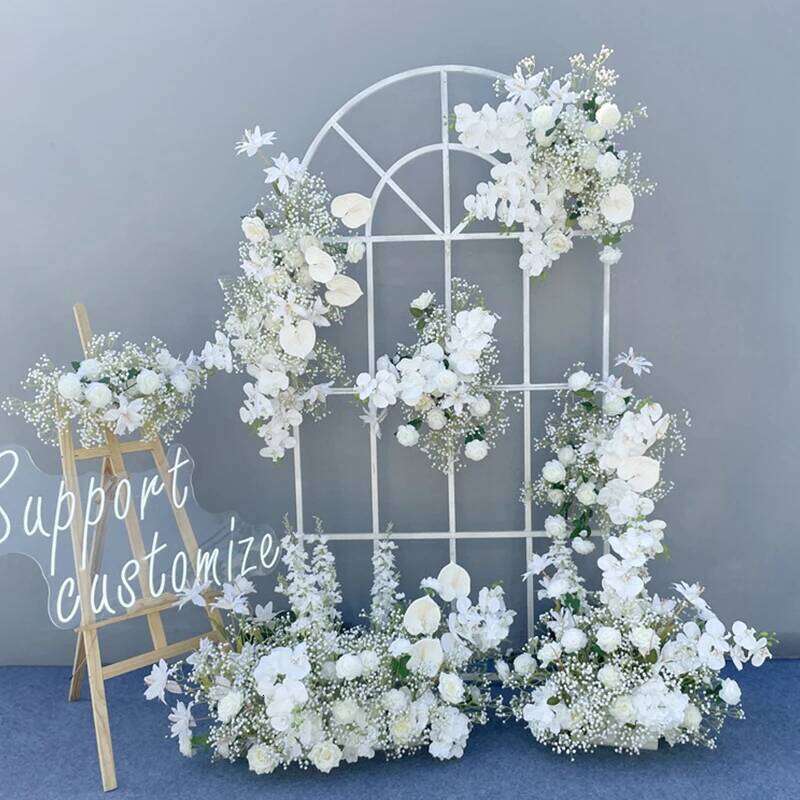 Luxury Baby Breath Orchid Rose Backdrop Arch Hanging Floral Arrangement Wedding Decor Artificial Flower Row Y260130