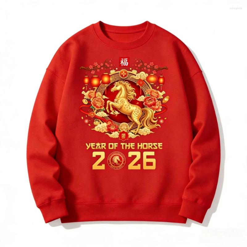 Men's Hoodies Chinese Year Unisex Pullover 2026 Of The Horse Sweatshirt Latest Trendy Style Fashion Streetwear Men Women Clothing