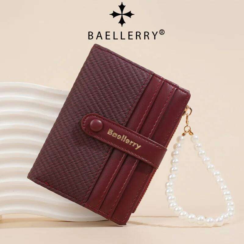 Chic Women Wallet High Class Ins Trendy Student Color Block Pearl Chain Purse Z260130