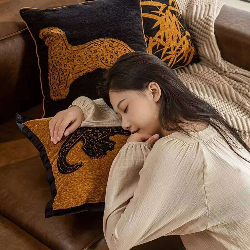 Luxury Pillowcase, Sofa, Living Room Decoration, Embroidered Plush Cute Animals, Bedside Backrest, Waist Pillow, Cushion Cover