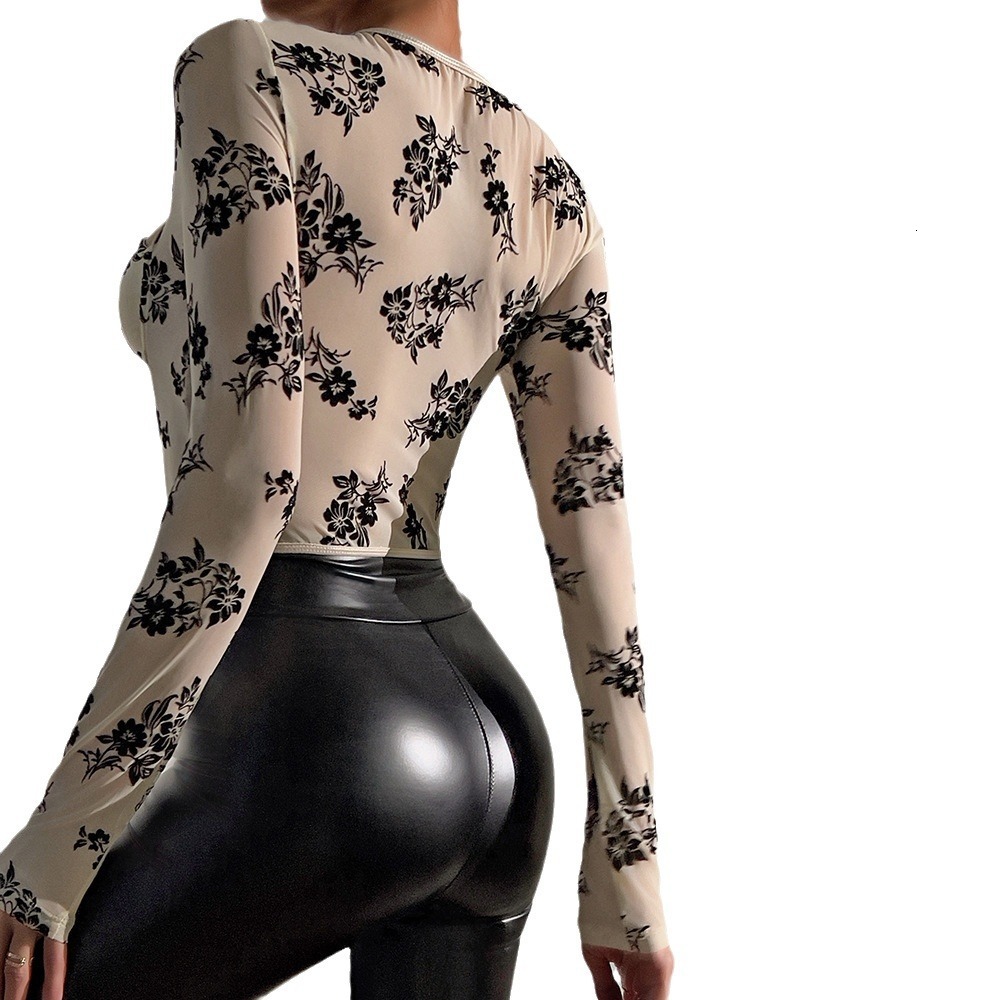 Luxury Brand Designer Clothes Hot-Selling Sexy Low-Cut Long-Sleeve Heart Decoration Fishbone Underwire European And American Style Slim-Fit Top For Ou