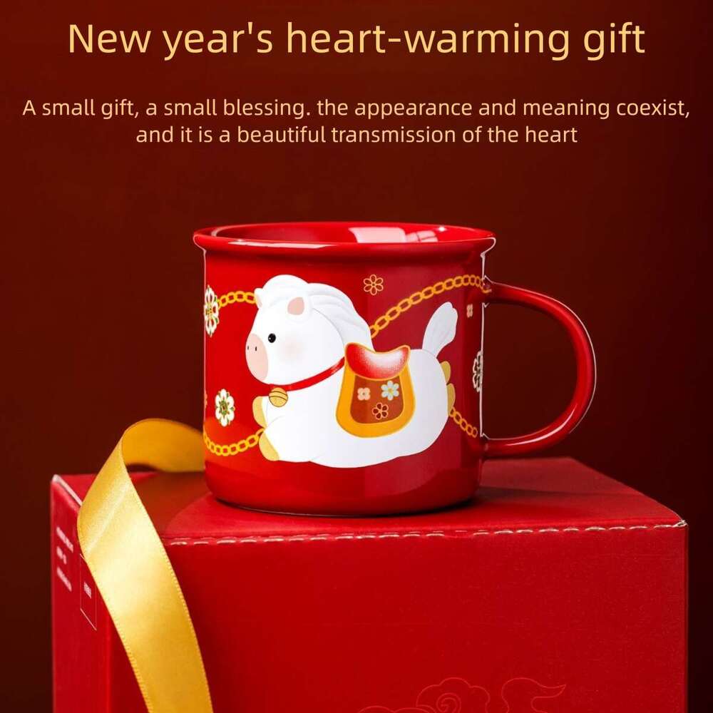 Little White Mug Forbidden City Cultural and Creative Cup Birthday New Horse Zodiac Year Gift Red Ceramic for Women