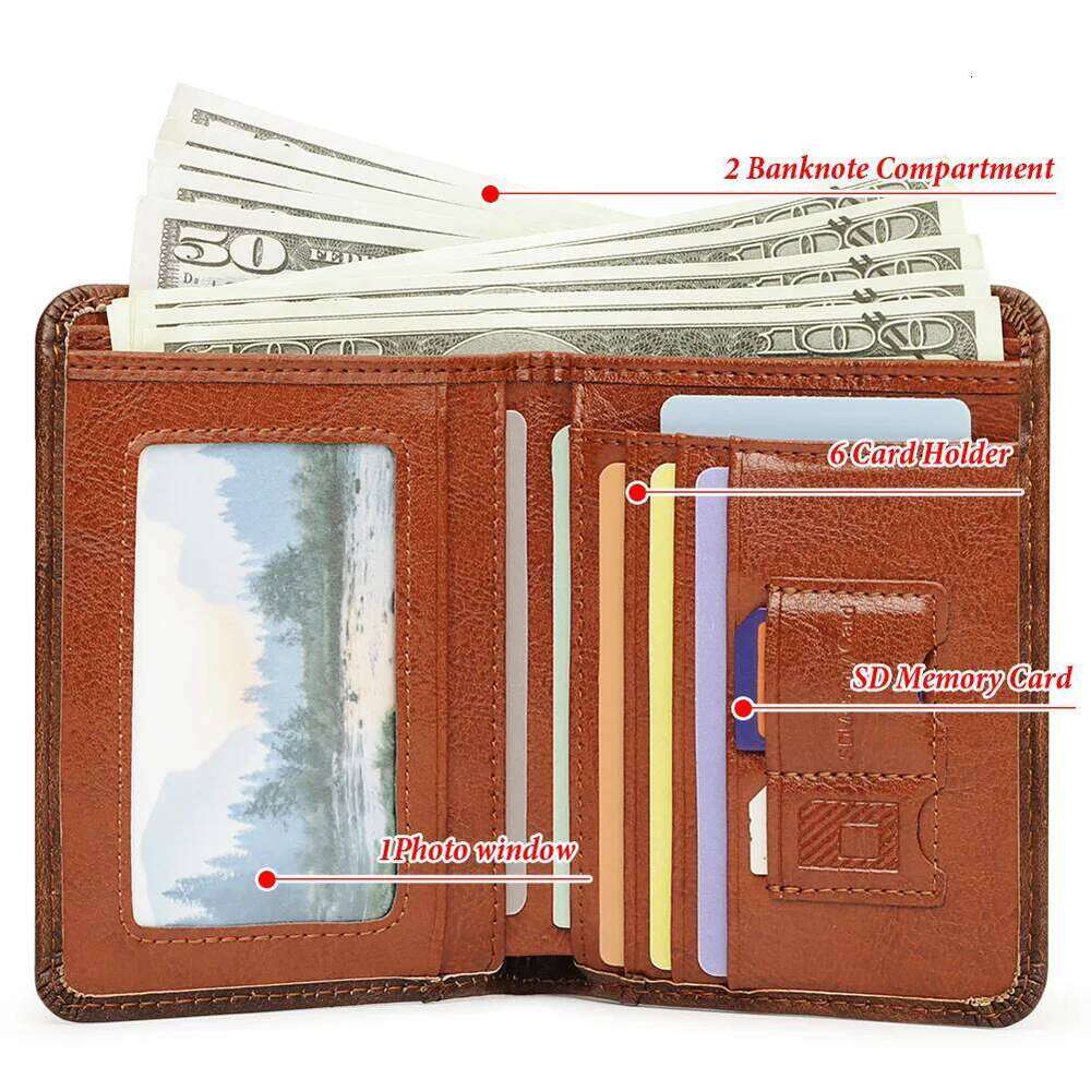 HUMERPAUL Slim Soft Real Leather Wallet for Men RFID Blocking Bifold Multi-card Card Holder ID Purse Male Thin Front Pocket Z260130