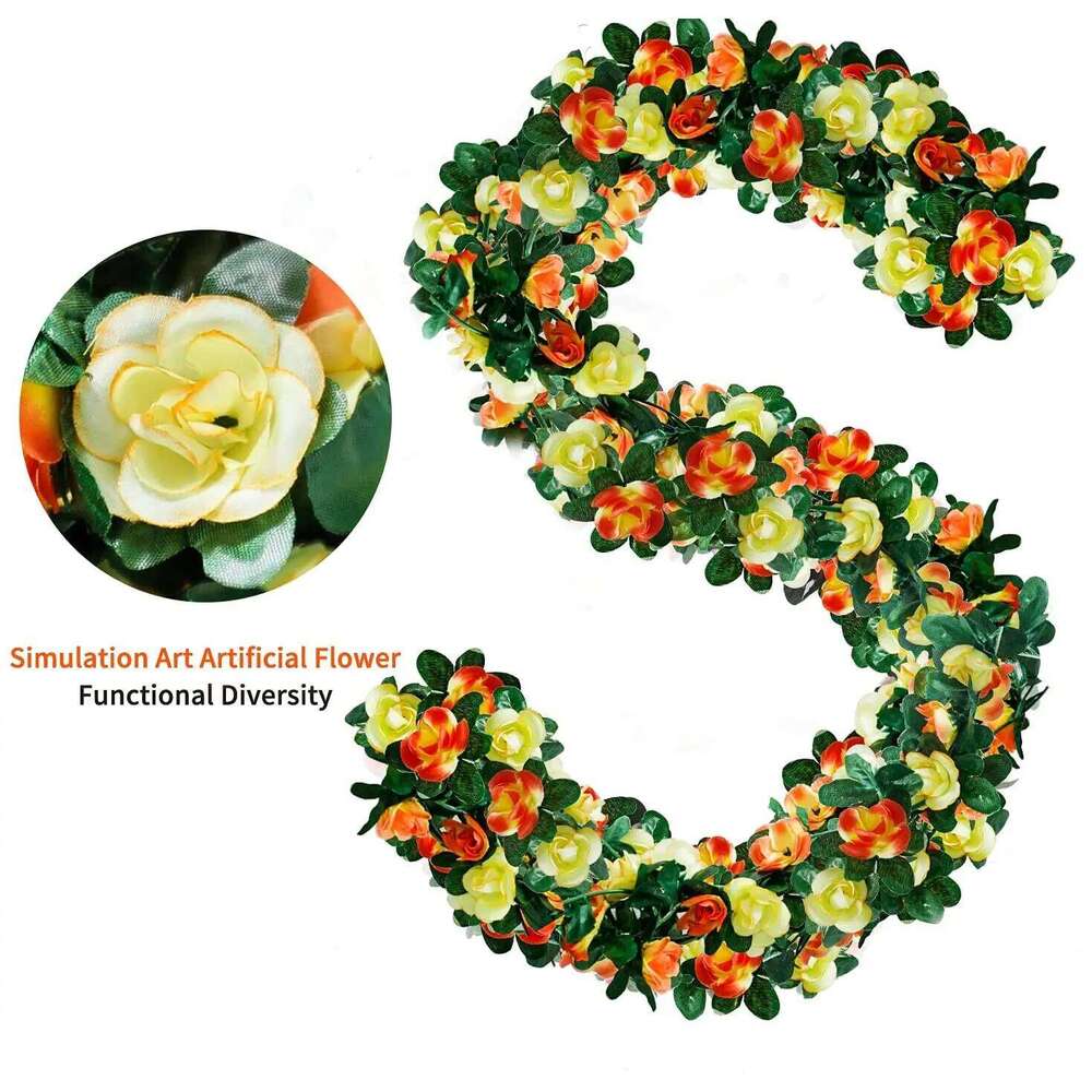 5PCS 2M Purple Flower Garland Plants Artificial Fake Rose Vine Flowers Hanging Ivy for Wedding Party Garden Wall Decoration Y260130