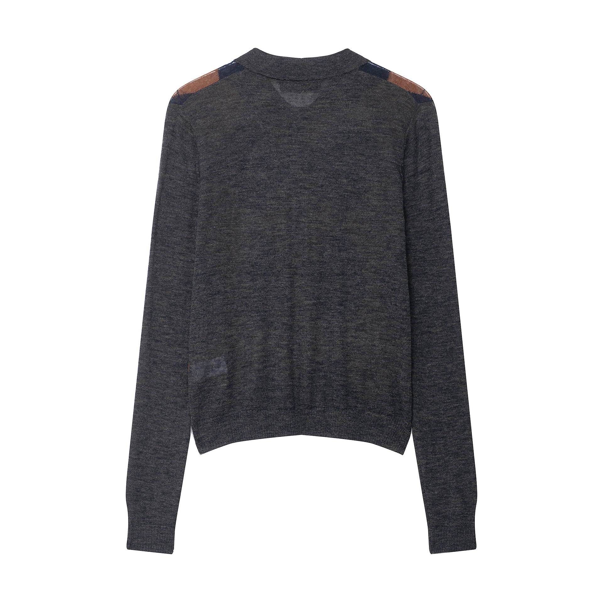 Argyle Plaid Front Button Knitted Pullover Sweater Vintage Lapel Neck Long Sleeves Female Chic Lady Tops