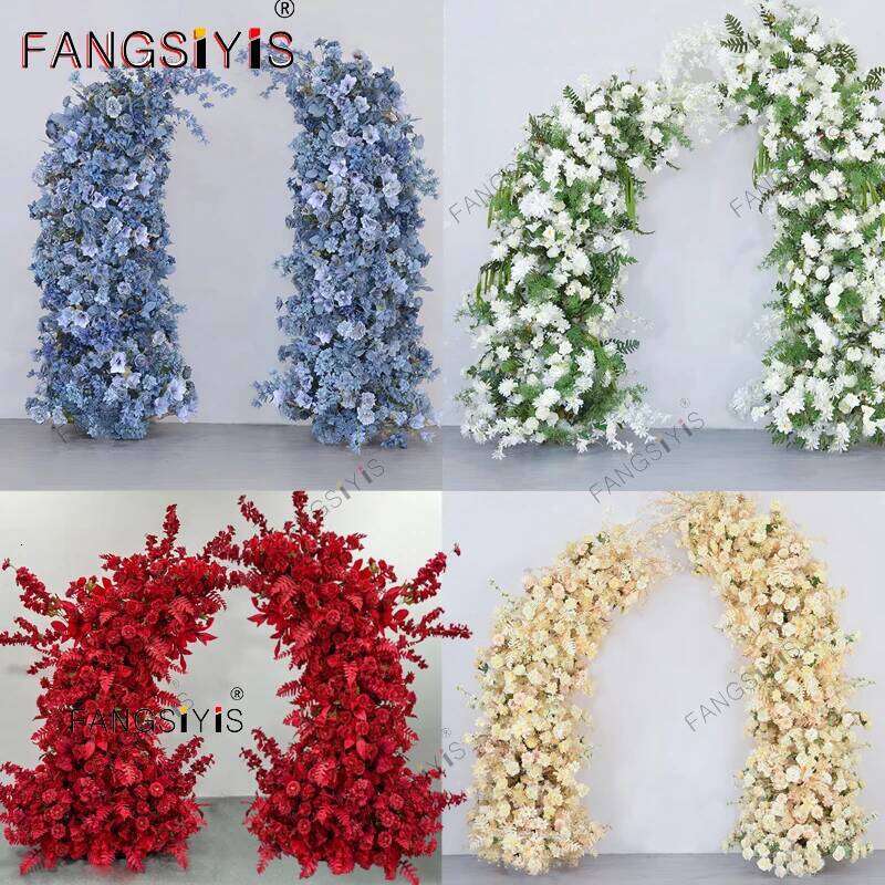 Brand new Rose peony hydrangea floral decoration ox corner arch frame wedding background prop party event stage floor flower Row W260130