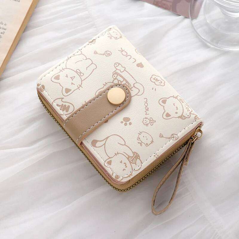 Cute Cat Wallets for Women Card Holder Small Purses with Zip Coin Pocket High Quality Square Hand Bags Z260130