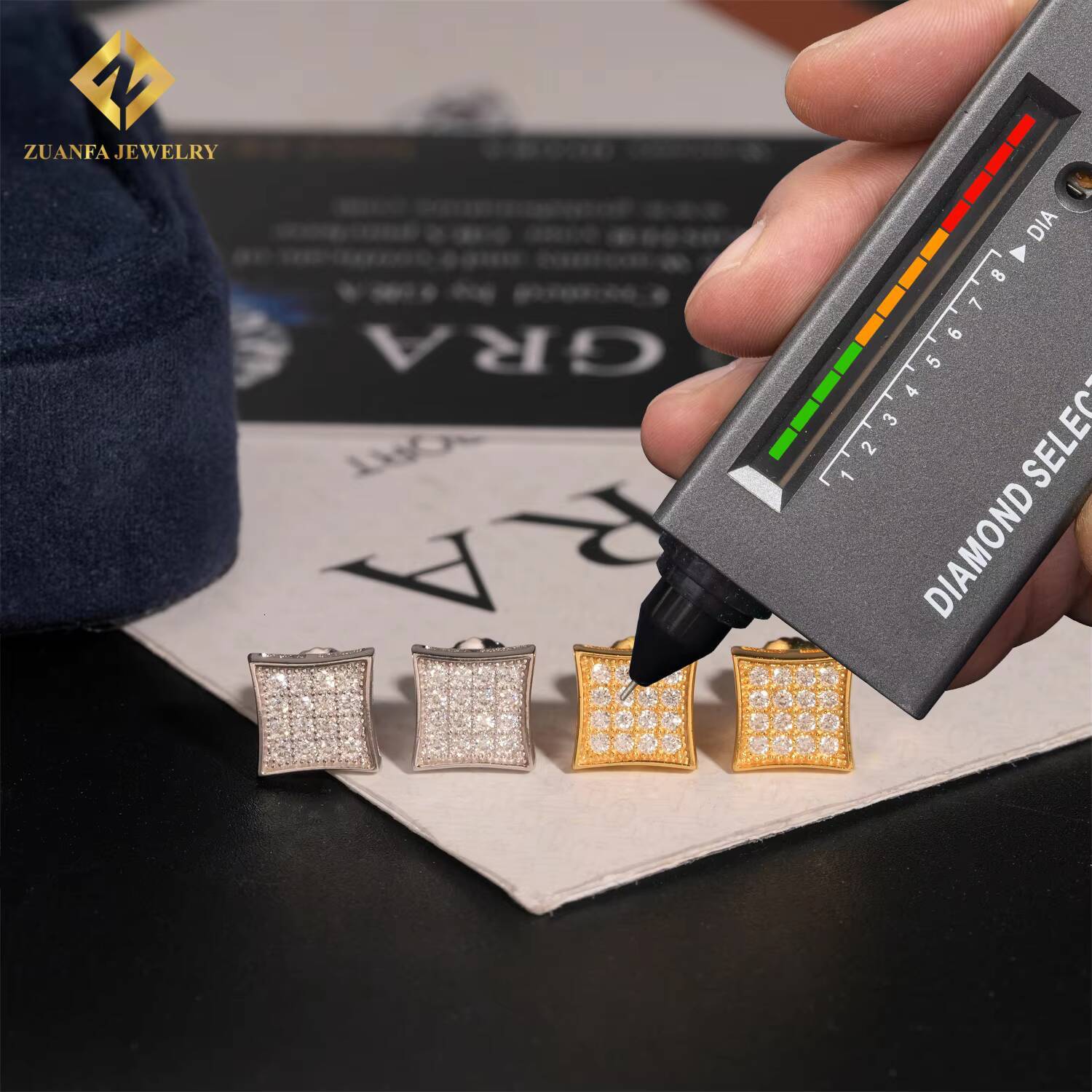 Ready to Ship Wholesale Hip Hop Jewelry Ear Studs VVS Moissanite Diamond 925 Sterling Silver Iced Out Stud Earring Men Women