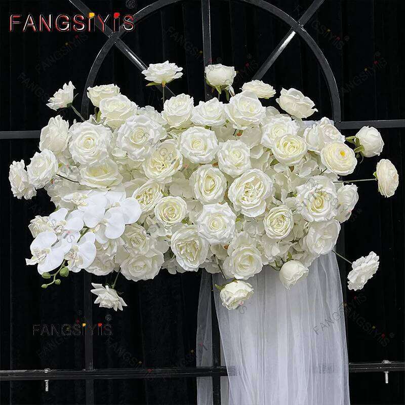 White Rose Hydrangea Leaf Wedding Arch Floral Row Arrangement Table Centerpieces Flower Ball wreath Birthday Event Party Supplie Y260130