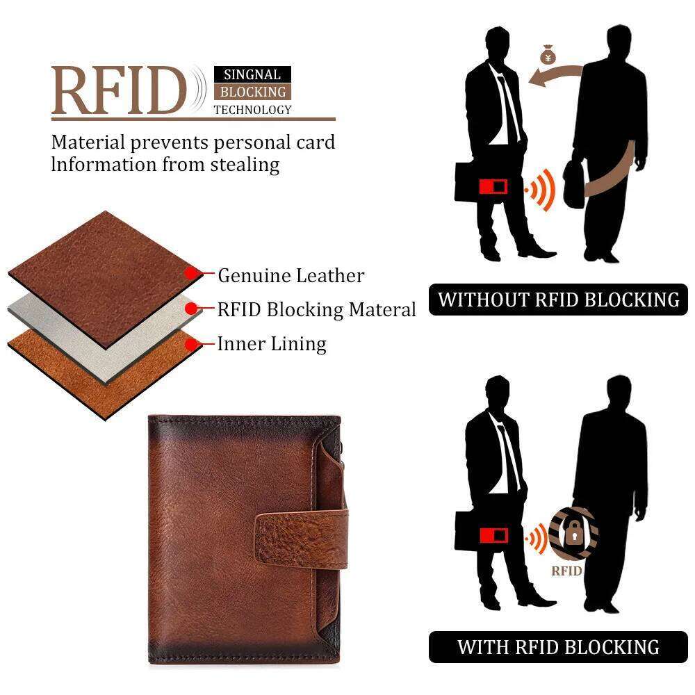 RFID Men Short Leather Men's Head Layer Cowhide Fashion Casual Wallet Coin Purse Driver's License CardHolderWallet Z260130