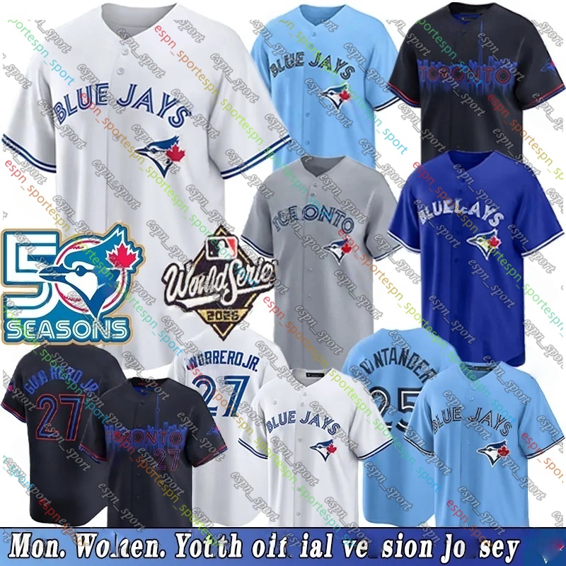 Blue Jays 2025 World Series Jersey 27 Vladimir Guerrero Jr. George Springer 39 Trey Yesavage 11 Bo Bichette Scherzer Schneider Carter Kirk Gausman Barger Jerseys