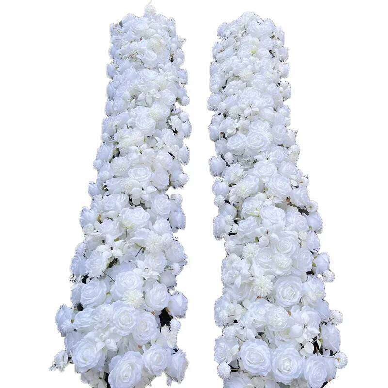 5D Brand new silk Rose Flower Arrangement Outdoor Wedding Backdrop Table Sofa Runner flower row activity party Decor Props W260130