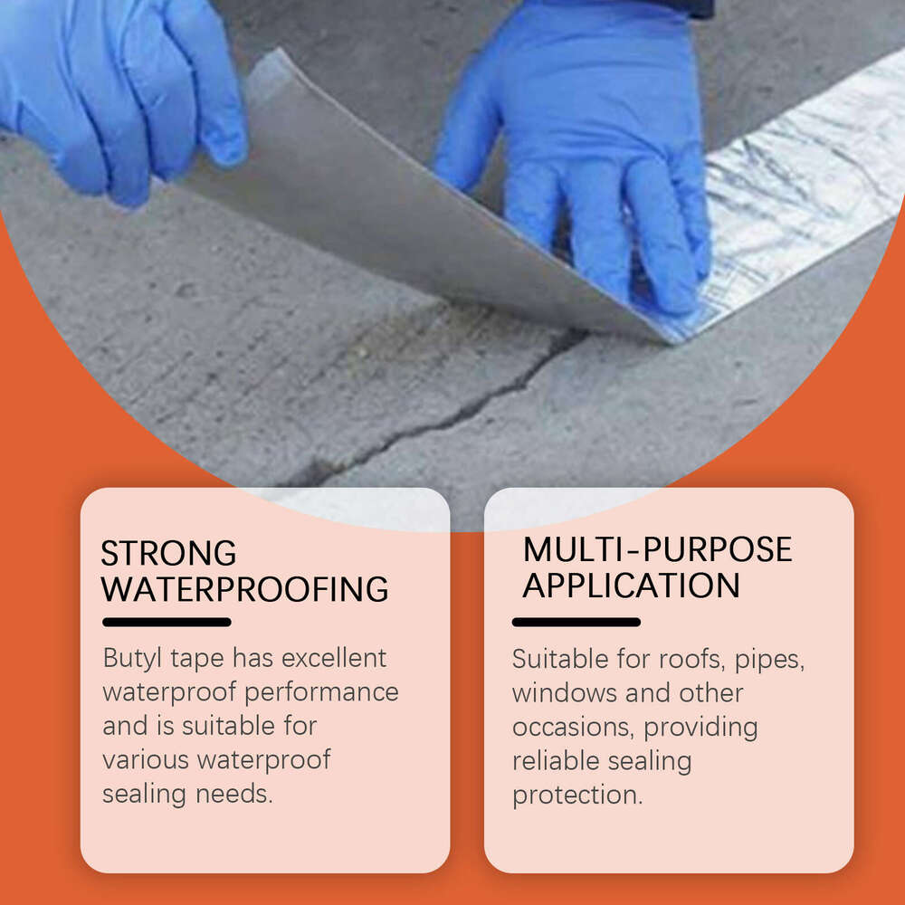 Jue-Fish Waterproof Butyl Tape Roof Leak Repair Moisture-Proof High Adhesion Self-Adhesive Aluminum Foil Waterproofing Membrane S260130