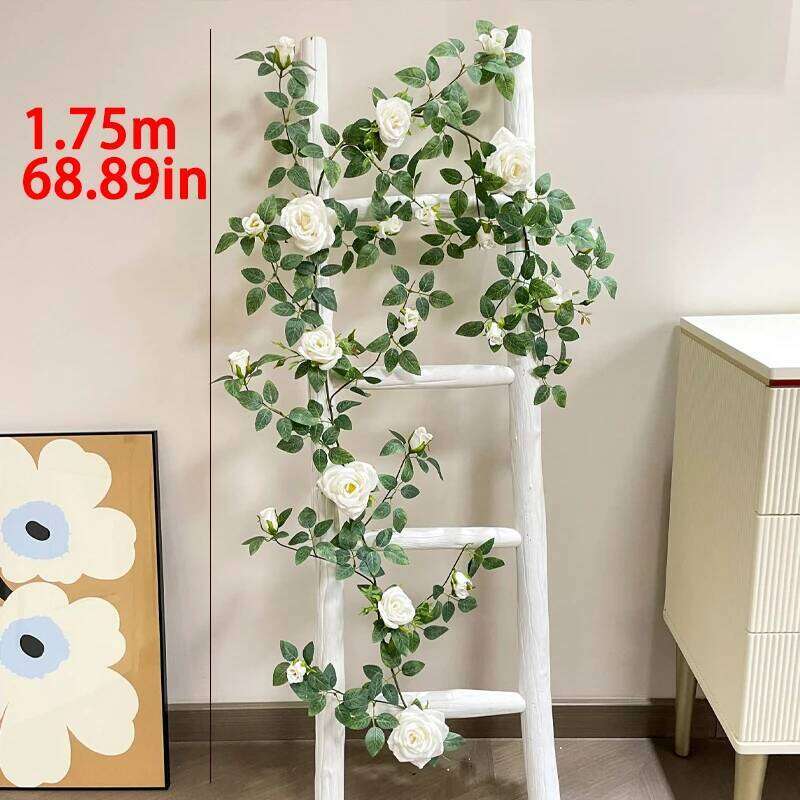Artificial Flowers Roses Vines 68.89in Silk Wedding Party Garden Living Room Indoor Balcony Air Conditioning Pipe Decoration W260130