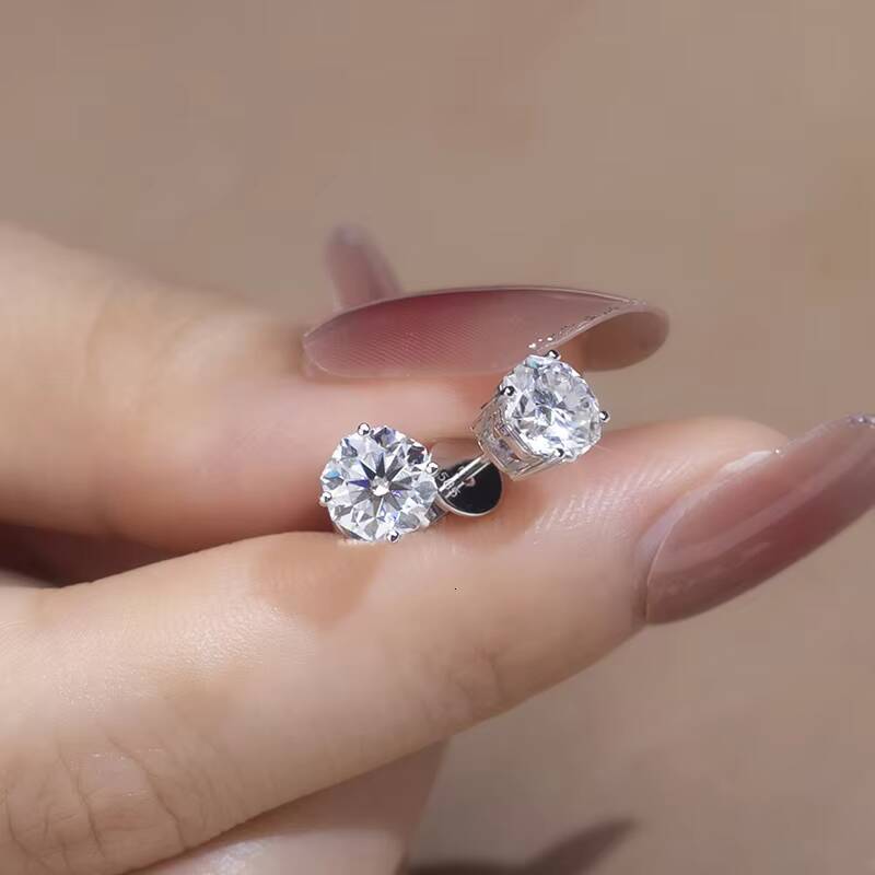 Messi Jewelry MSE-591 14K 6x6 Octagon Moissanite Earrings Engagement Dating Gift for Girls
