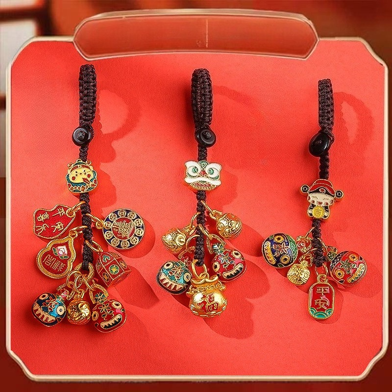 Lion Style birthday gift Jewelry Chinese Keychain Dance Gold Eater Beast Charm God of Wealth Lucky Pendant for Car Keys Bag Purse Auspicious Gift for 