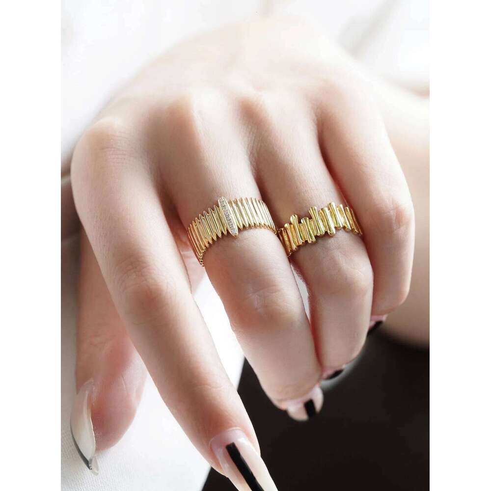 Fashionable S925 Sterling Silver Gold Plated Cool Ring For Women Organ All-match Earrings XJ260130