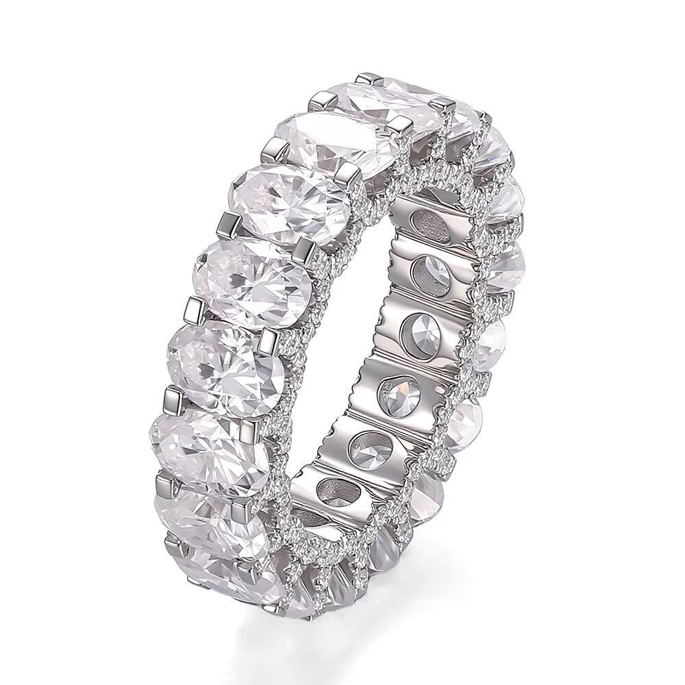 Hot Sale Oval Cut 14K Solid White Gold Round DEF VVS Moissanite Handmade Wedding Fashion Jewelry Rings for Couple Men Daily Wear