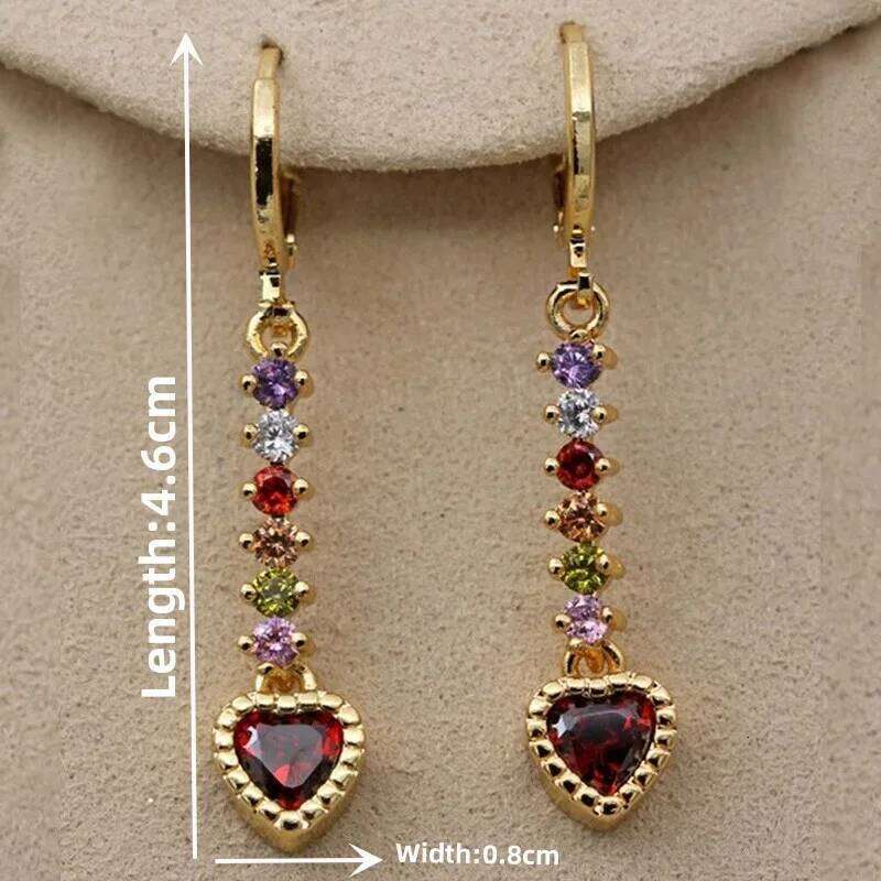Trendy Dangle Drop Earrings Women Gold Color Chain Earring Rainbow Zircon Jewelry Accessories for Wedding Engagement Gift