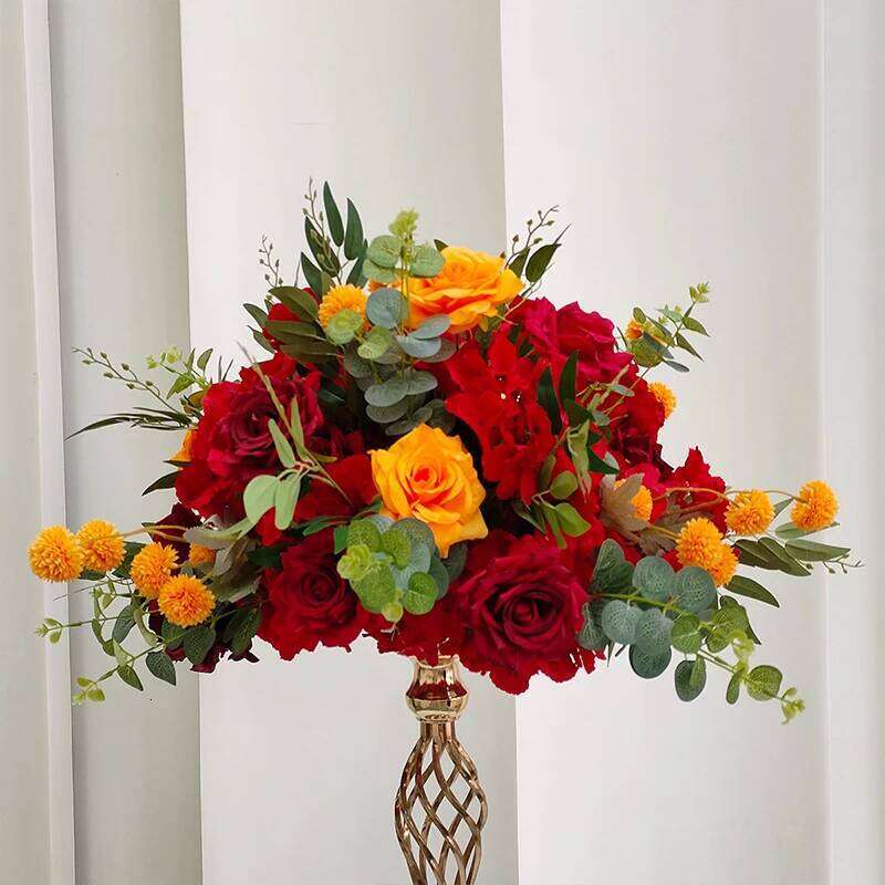 White Rose Green Willow Leaves Artificial Flower Ball Road Lead Floor Floral Wedding Welcome Sign Decor Hang Flowers Party Props Y260130