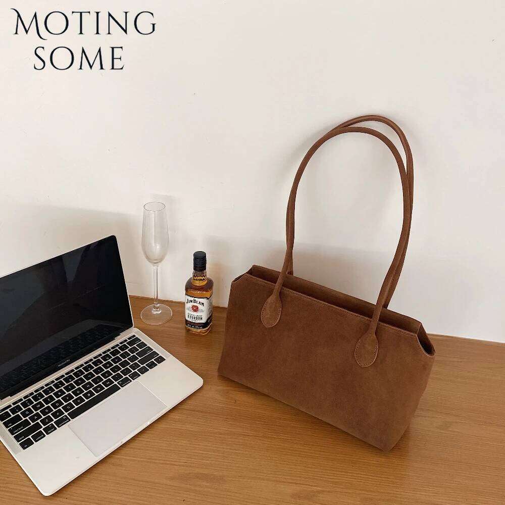 Motingsome Soft Suede Genuine Handbag and Purses Women Shoulder Underarm Satchel Luxury Designer Tote Matte Cowhide Bag New In