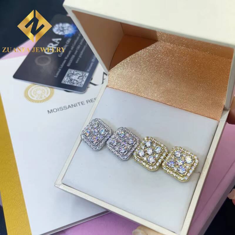 Past Diamond Test Moissanite 135mm Stud Earring Mens Women 925 Sterling Silver VVS Moissanite Iced Out Stud Earring with GRA