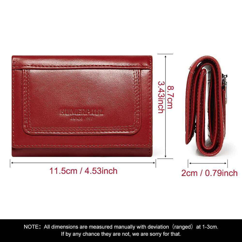 HUMERPAUL Genuine Leather Women's Wallet RFID Trifold Holder Minimalist Slim Clutch Zipper Coin Pocket Carteira Z260130