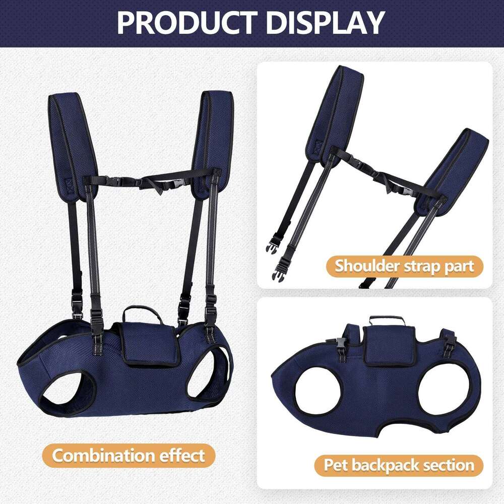 Lift Harness for Large Dogs-Full Body Dog Sling Carrier with Adjustable Straps & Control Handle, Breathable Support Backpack 26H0130