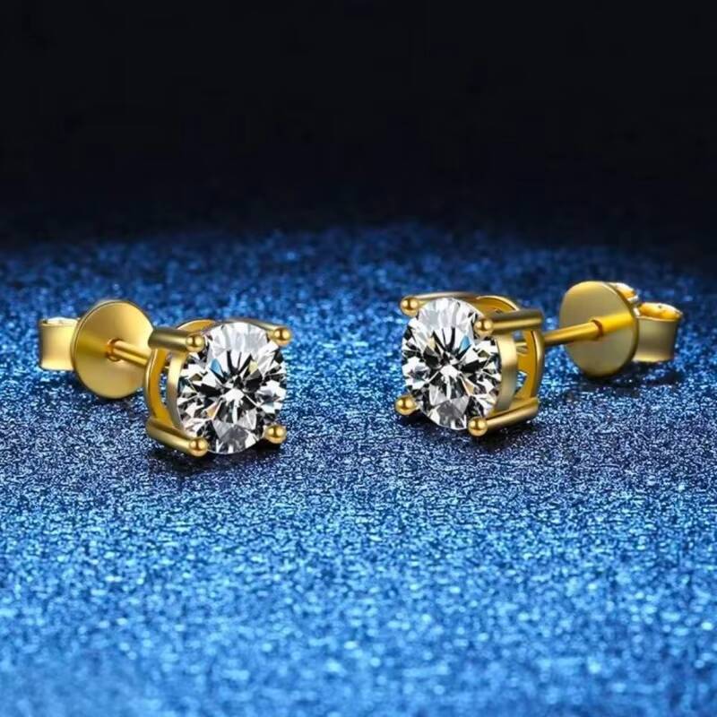 High Quality Wedding Jewelry 18K Gold Lab Grown Diamond Stud Earring for Women Classic Round Diamond Stud Earrings