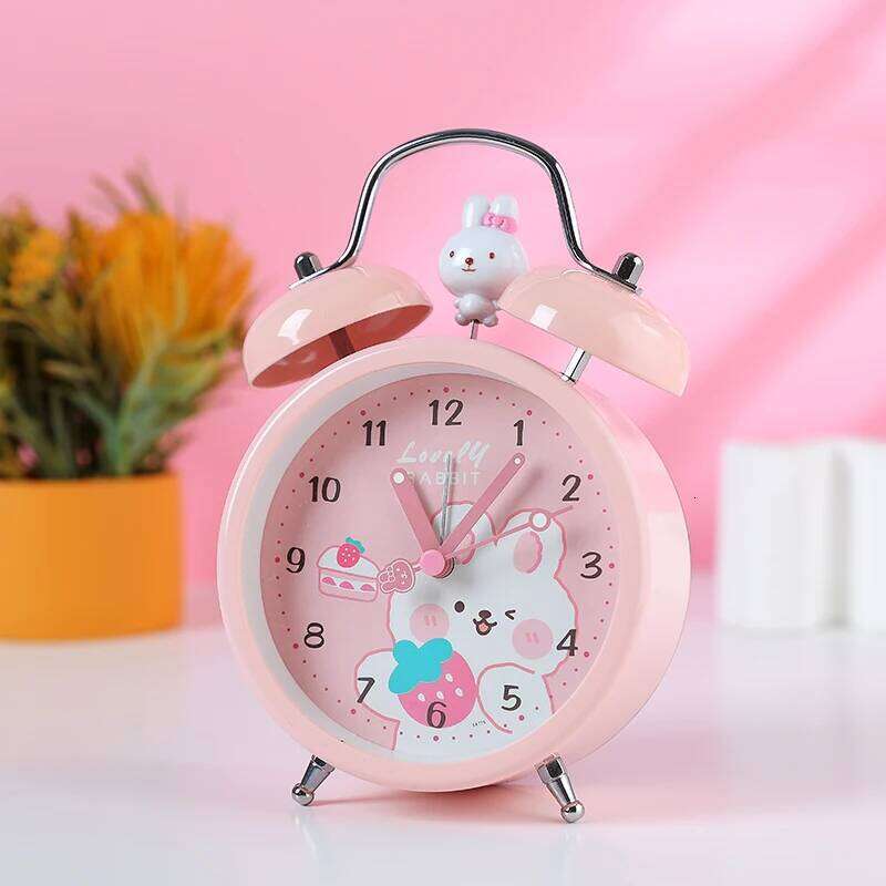 775 4inch Small Size Plastic Alarm Old-fashion Cute Cargoon Bedside Clock High Quality Simple Design Retro Analogue Clocks W260130